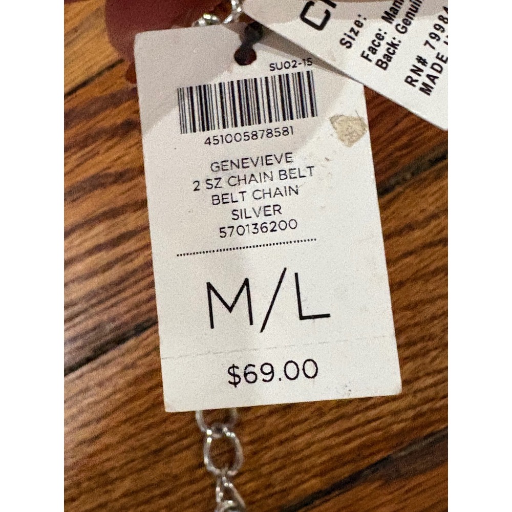 Chico's Genevieve Silver Medallion Chain Belt M/L NWT - Picture 7 of 7